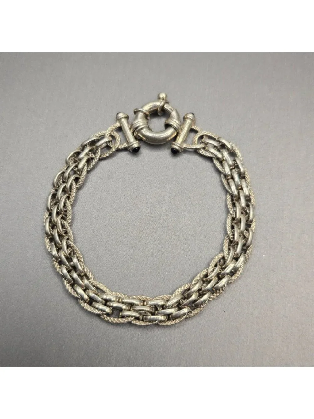Vintage Sterling Silver Heavy Woven Statement Bracelet 6.75" 925 8.5mm Chain - Picture 12 of 12